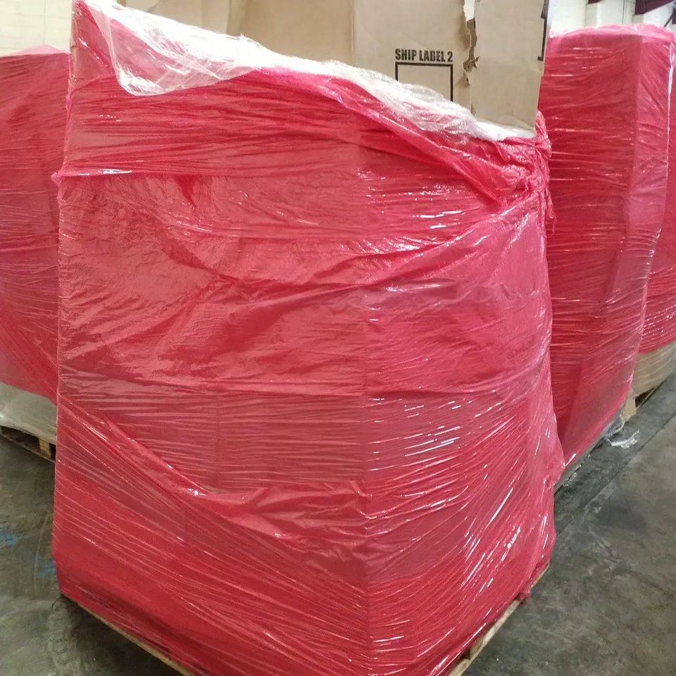 PALLET OF ASSORTED PRODUCTS INCLUDING CARPET WASHER, INDOOR LARGE, OFFICE STOOL, LED CEILING FAN