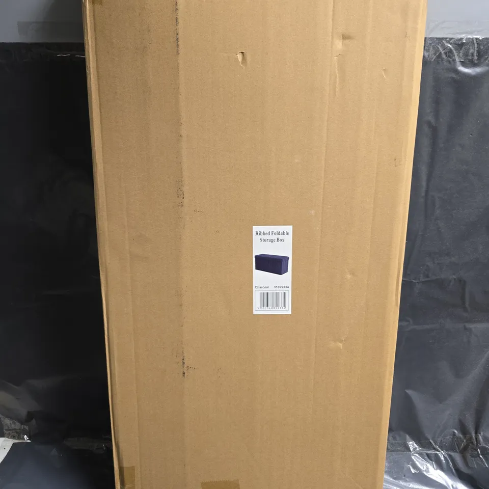 RIBBED FOLDABLE STORAGE BOX – CHARCOAL (BOXED)