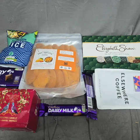 APPROXIMATELY 5 ASSORTED FOOD ITEMS TO INCLUDE -CHOCOLATES, DRIED MANGO AND COFFEE