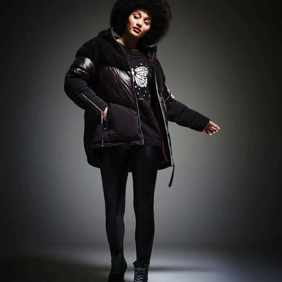 BRAND NEW REGATTA X CHRISTIAN LACROIX SETE BAFFLED BORG HOOD JACKET - BLACK SIZE 16