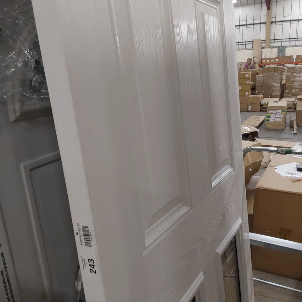 COMPOSITE 4 PANEL GLAZED & LEADED FRONT DOOR WHITE INSIDE/BLACK OUTSIDE 810 × 2031mm approx 