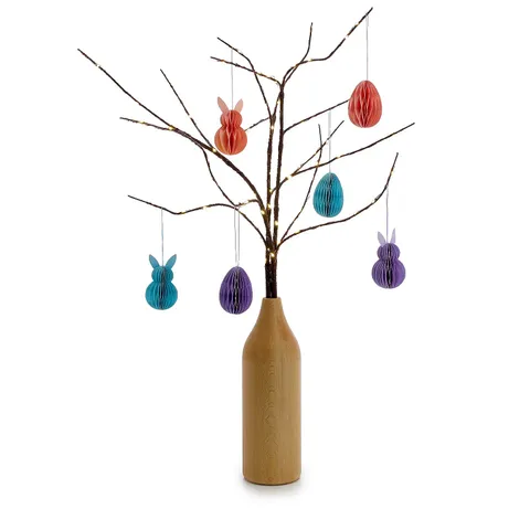 HOME STORIES PRE-LIT TREE IN VASE WITH SPRING DECORATIONS