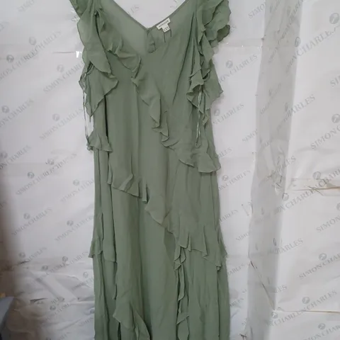 MONSOON ROMY RUFFLE DRESS - SAGE - GREEN - SIZE 20