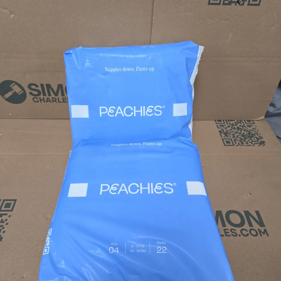 2 X PEACHIES PREMIUM SUSTAINABLE NAPPIES - SIZE 04 - 22 NAPPIES PER PACK 