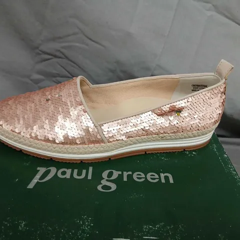 PAUL GREEN ROSE PINK SEQUIN SLIP-ON SHOES β UK 6 (BOXED)