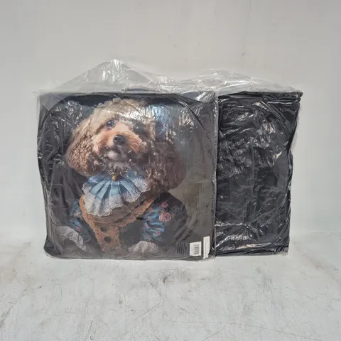 LOT OF 16 AS NEW TOP DOG POODLE THEMED FILLED CUSHIONS - APPROX 45X45CM
