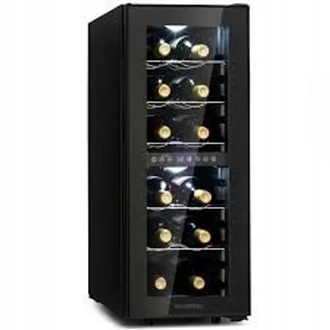 KLARSTEIN SHIRAZ 28.5CM 12 BOTTLES DUAL ZONE WINE FRIDGE BLACK BOXED