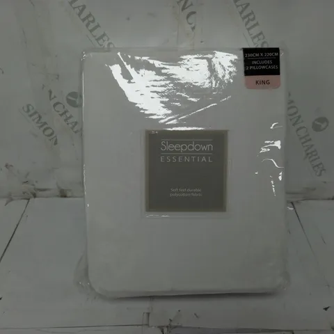 SLEEPDOWN ESSENTIAL JERSEY DUVET SET IN WHITE - KING