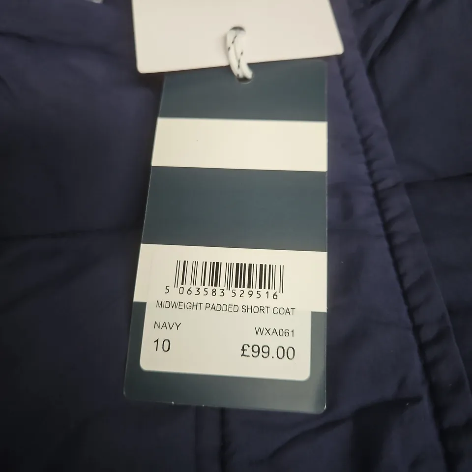 CREW CLOTHING COMPANY BLUE MIDWEIGHT SHORT COAT SIZE 10