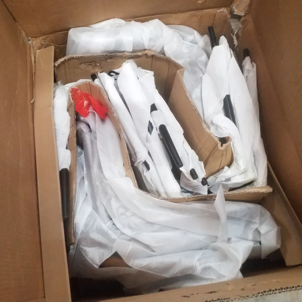 BOX CONTAINING SET OF 6 BROWN PU LEATHER DINING CHAIRS 