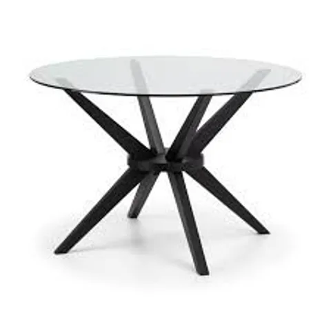 BOXED JULIAN BOWEN HAYDEN ROUND GLASS TABLE - GLASS/BLACK (2 BOXES)