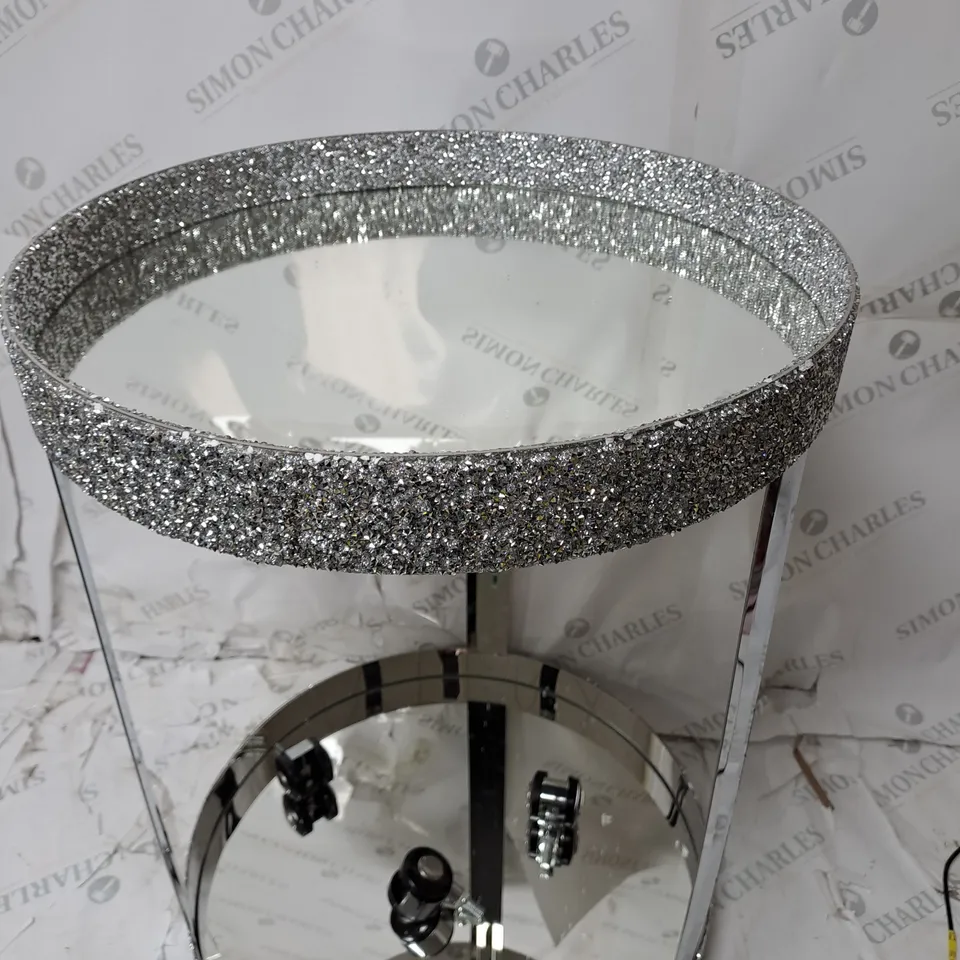BOXED JULIEN MACDONALD ROUND CRYSTAL BAR CART [COLLECTION ONLY]