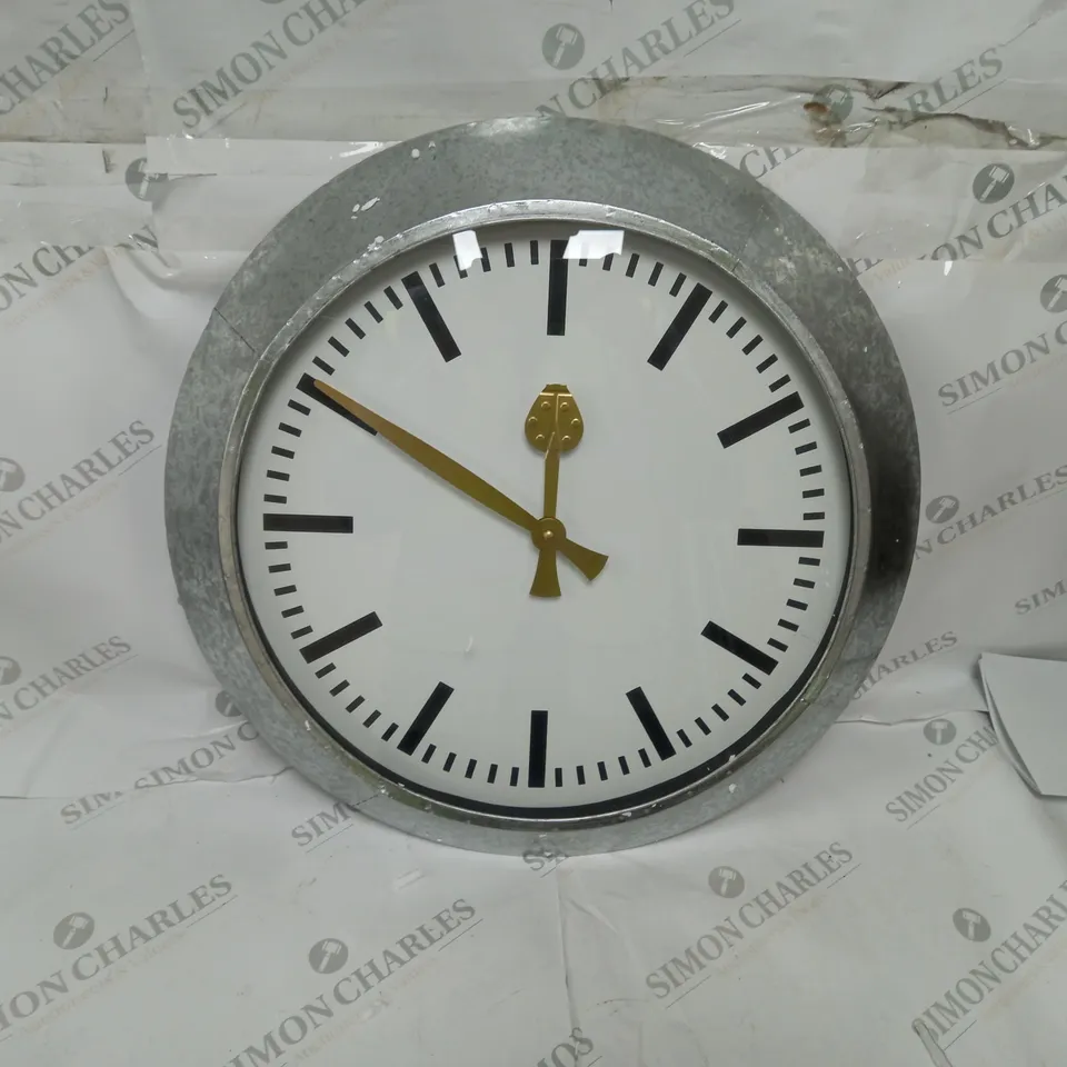 LARGE OUTDOOR GALVANISED STEEL CLOCK - WHITE FACE