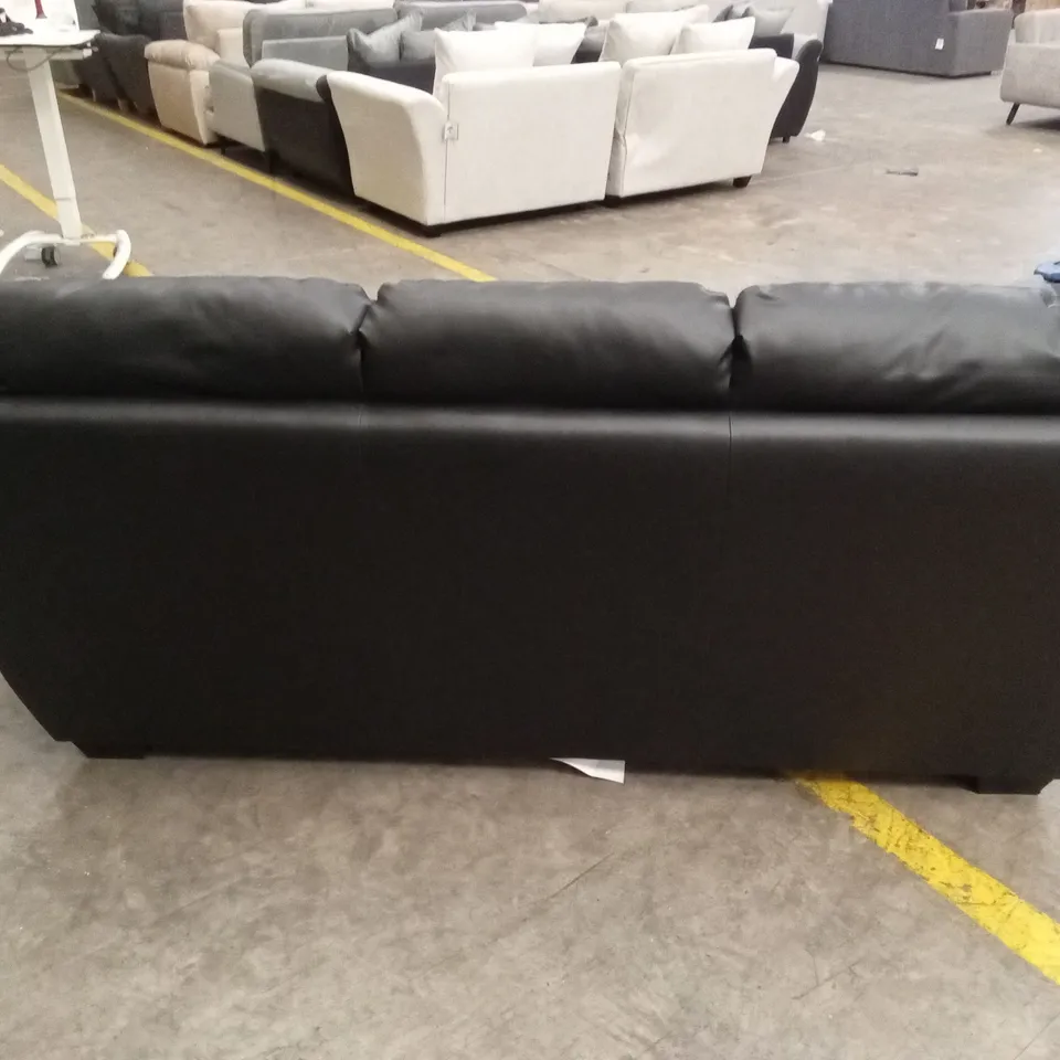 LEONA 3 SEATER FAUX LEATHER SOFA - BLACK RRP £999