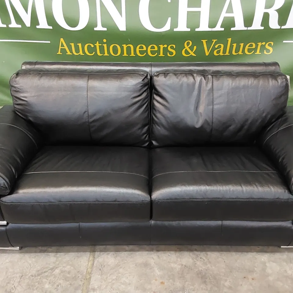 QUALITY DESIGNER 3 SEATER LEATHER SOFA - BLACK
