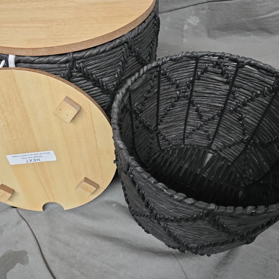 SET OF 2 NEXT BLACK LIDDED BASKETS 