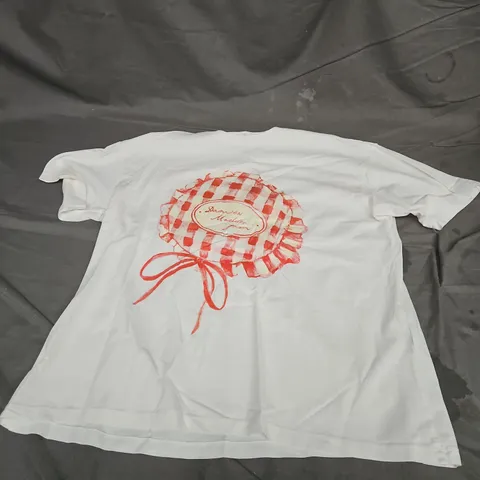 DAMSON MADDER BERRY JAM BOYFRIEND TEE IN ECRU SIZE 12