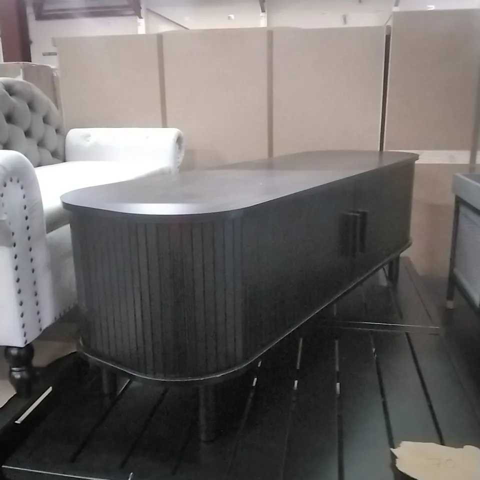 BLACK FLUTED OVAL TV STAND