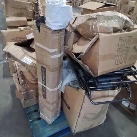 PALLET CONTAINING VARIOUS BOXED FURNITURE PARTS AND OTHER HOUSEHOLD ITEMS ETC.