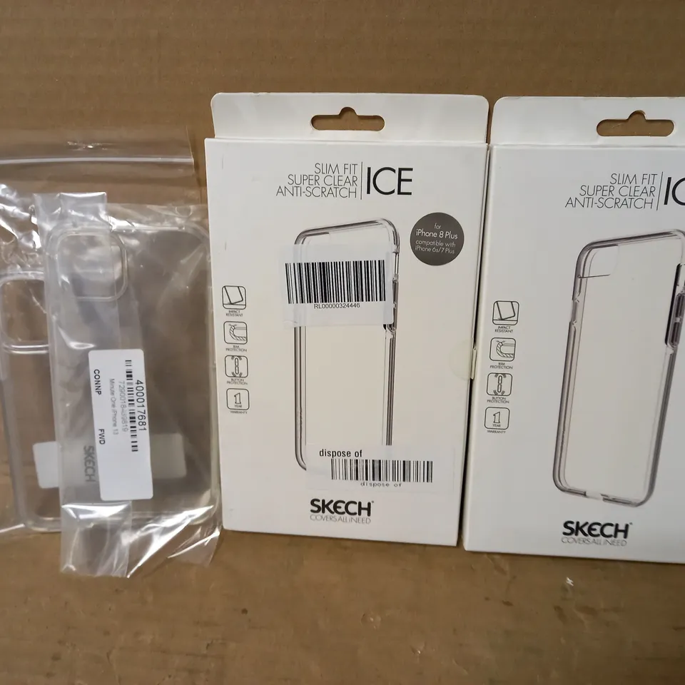 LOT OF 4 CLEAR CASES INCLUDING 2 FOR IPHONE 8/7 PLUS, 1 FOR IPHONE 13 AND 1 FOR IPHONE 12 MINI