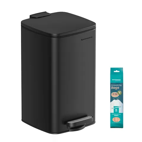 BOXED SONGMICS KITCHEN BIN, 2.1-GALLON (8 L) RUBBISH BIN, STEEL PEDAL BIN