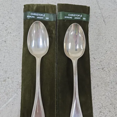 PAIR OF CHRISTOFLE STERLING ARGENT 925 DESSERT SPOONS