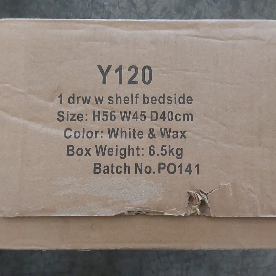 BOXED 1 DRAWER W SHELF BEDSIDE - WHITE (1 BOX)