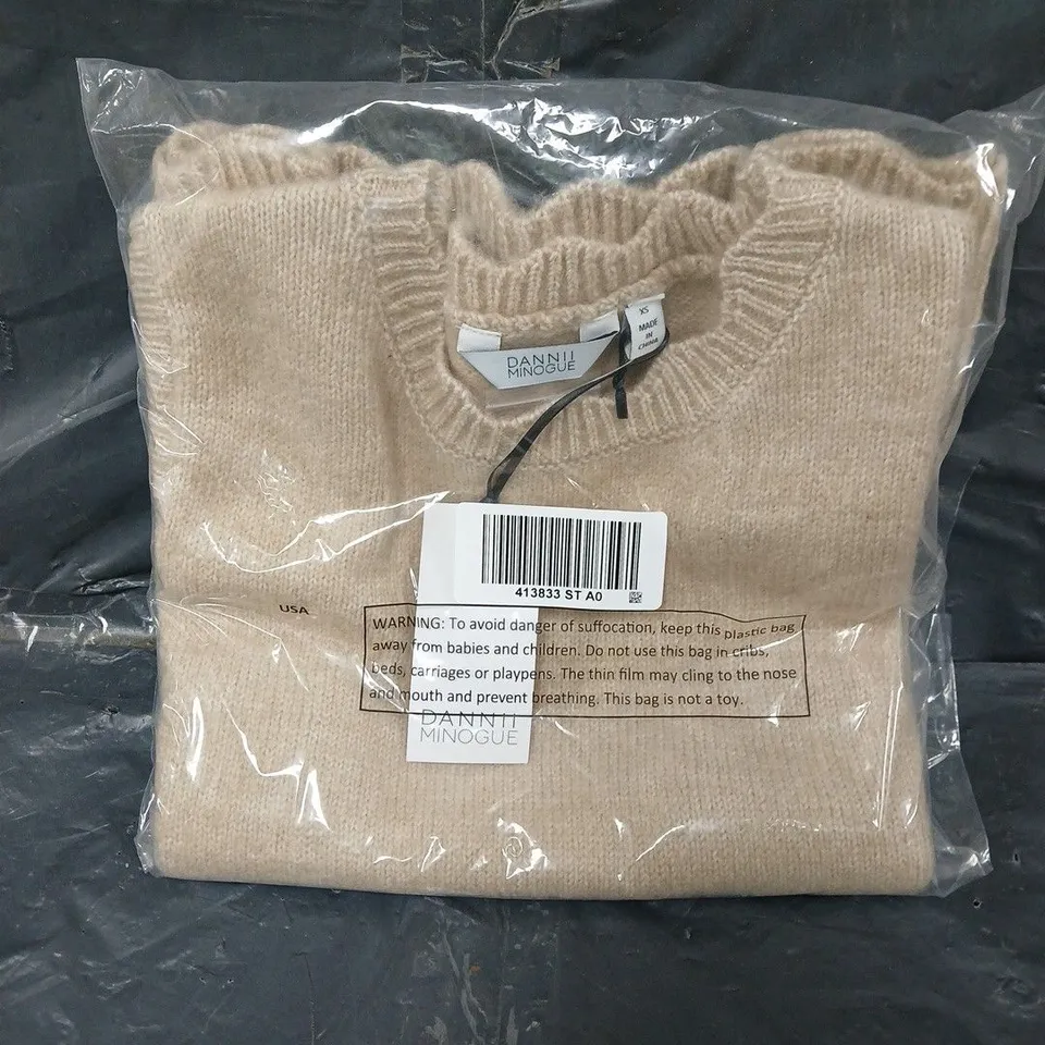 SEALED DANNII MINOGUE PETITES KNITTED SCALLOP EDGE VEST IN BEIGE - XS