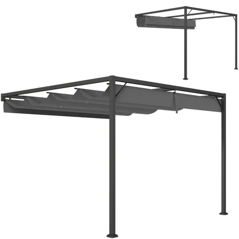 BOXED OUTSUNNY 3 X 3 M PERGOLA, WITH SLIDING CANOPY - GREY (1 BOX)