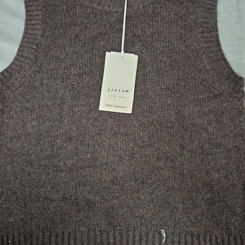 JIGSAW 100% CASHMERE SLEEVELESS VEST TOP IN BROWN SIZE SMALL