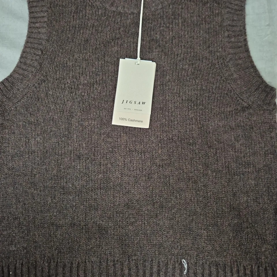 JIGSAW 100% CASHMERE SLEEVELESS VEST TOP IN BROWN SIZE SMALL