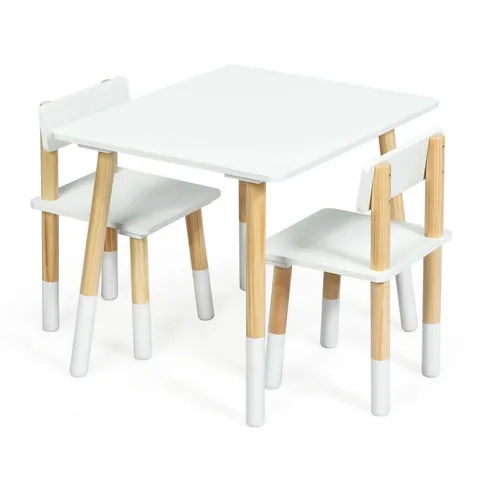 BOXED UINTA KIDS 3 PIECE RECTANGULAR PLAY OR ACTIVITY TABLE AND CHAIR SET - WHITE (1 BOX)