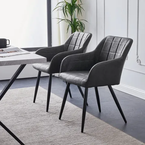 BOXED BLOOR DINING CHAIRS [PU LEATHER] [SET OF 2] - GREY
