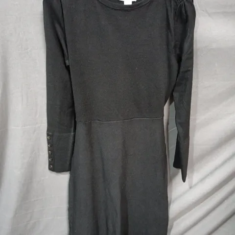 WALLIS BLACK BELTED KNITTED DRESS SIZE S