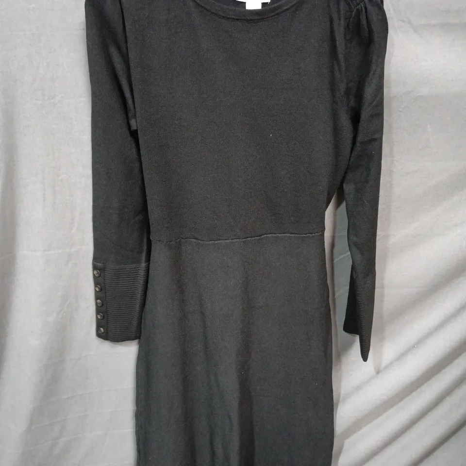 WALLIS BLACK BELTED KNITTED DRESS SIZE S