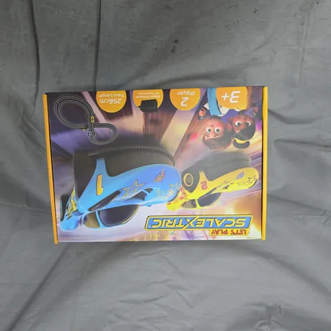 SCALEXTRIC SLOT CAR RACING SET – BOXED WITH TWO CARS (BLUE & YELLOW)