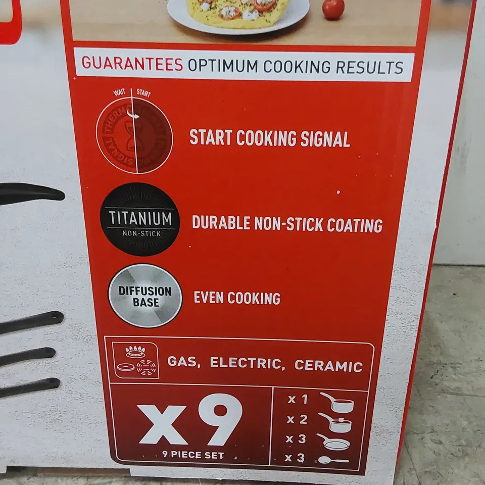 BRAND NEW & BOXED TEFAL EASY CARE 9-PIECE PAN AND UTENSIL SET 