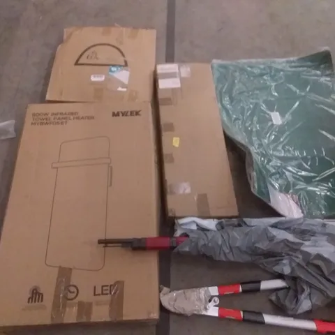 PALLET OF ASSORTED ITEMS INCLUDING MYLEK TOWEL PANEL HEATER, WOLFWISE, HELIX CUTTING MAT, COWAY, LAVIEVERT
