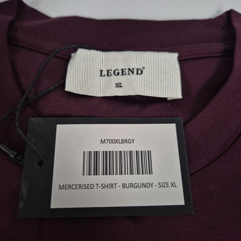 LEGEND MERCERISED T-SHIRT – BURGUNDY – SIZE XL
