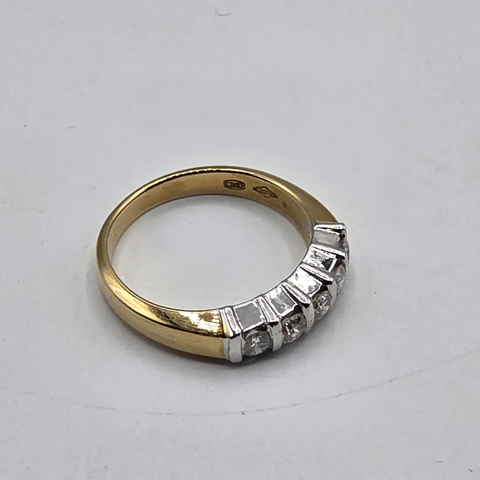 18CT GOLD FIVE STONE HALF ETERNITY RING BAR-SET WITH NATURAL DIAMOND