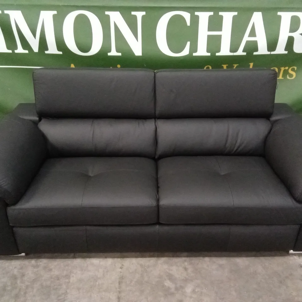 BRADY 100% PREMIUM LEATHER 3 SEATER SOFA - BLACK RRP £1149