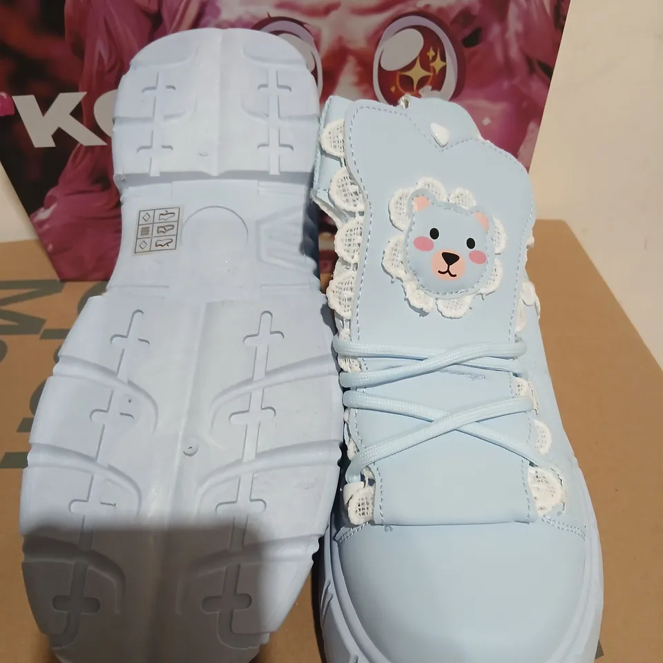 BOXED KOI FANCIFUL FREDDO BEAR RUFFLE TRAINERS IN BABY BLUE - UK 7