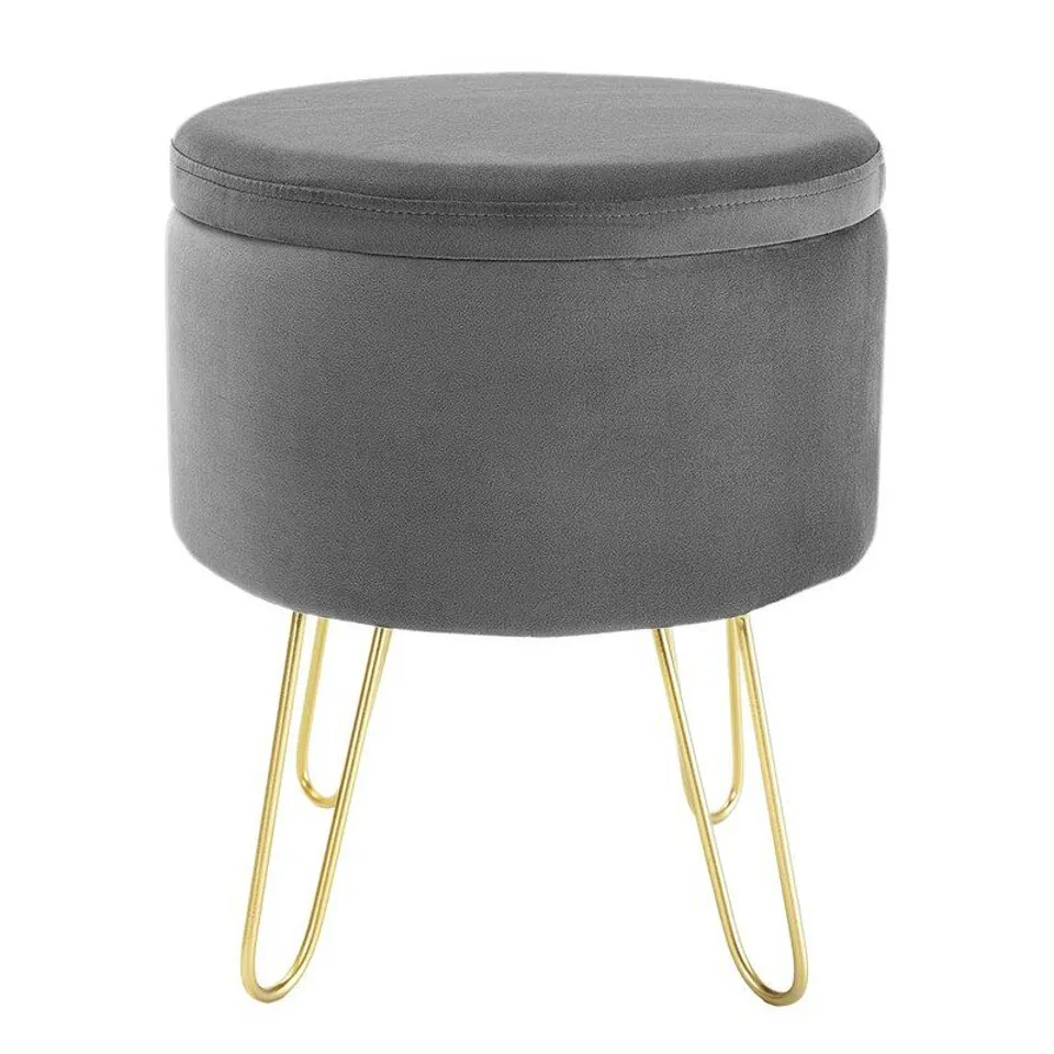 BARBARA VELVET STORAGE OTTOMAN POUFFE FOOTREST