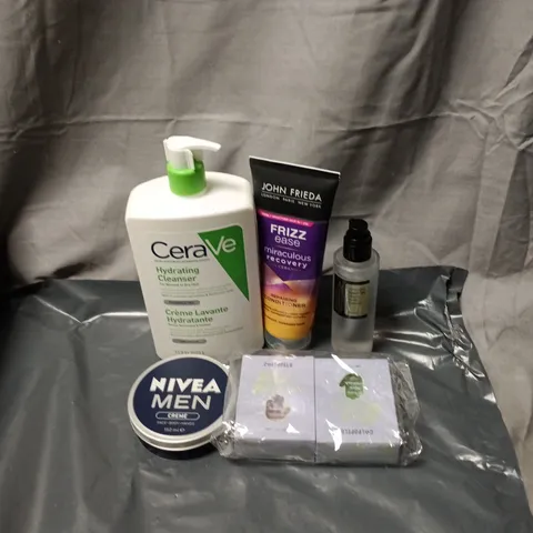 APPROXIMATELY 15 ASSORTED COSMETIC ITEMS INCLUDING CERA VE HYDRATING CLEANSER, NIVEA MEN CREME, JOHN FRIEDA FRIZZ EASE, HAND SANITIZER ETC