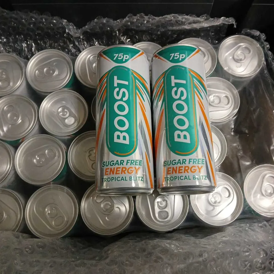 LOT OF 24 BOOST TROPICAL BLITZ SUGAR FREE ENERGY DRINKS