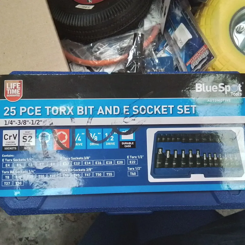 BOXED BLUESPOT TOOLS 25-PIECE TORX BIT & SOCKET SET, 1/4IN–3/8IN–1/2IN DRIVE