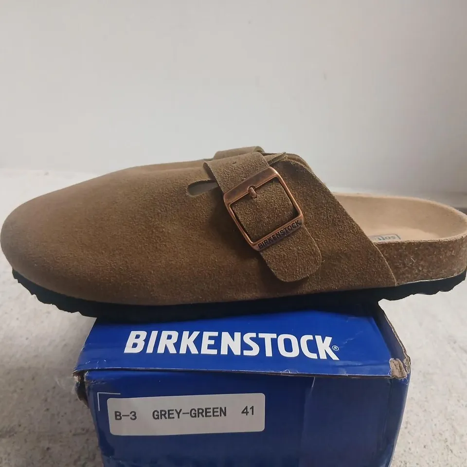 BIRKENSTOCK SUEDE SANDALS – GREY-GREEN, UK 7 (EU 41)