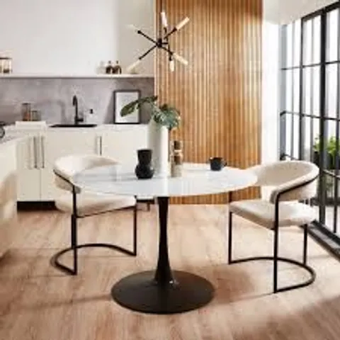 BOXED ADDISON 4 SEATER ROUND TULIP DINING TABLE, WHITE (1 BOX)