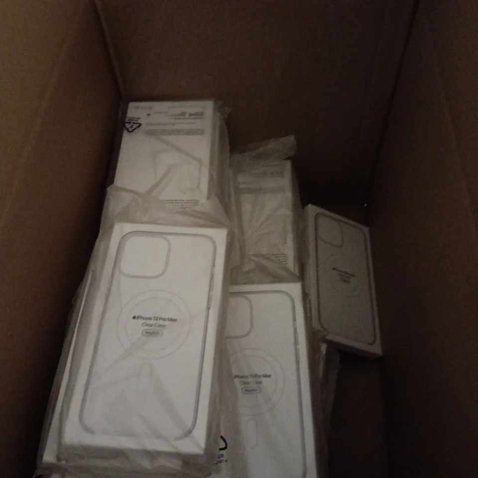 BOX OF APPROXIMATELY 40 IPHONE 13 PRO MAX CLEAR CASES MAGSAFE