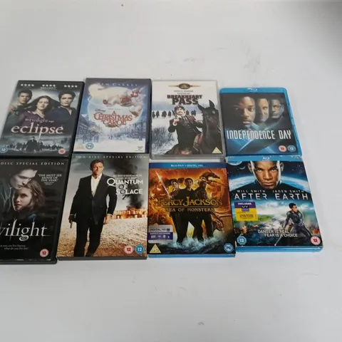 LOT OF 20 ASSORTED DVDS AND BLUE-RAYS TO INCLUDE INDEPENDENCE DAY, AFTER EARTH AND ECLIPSE